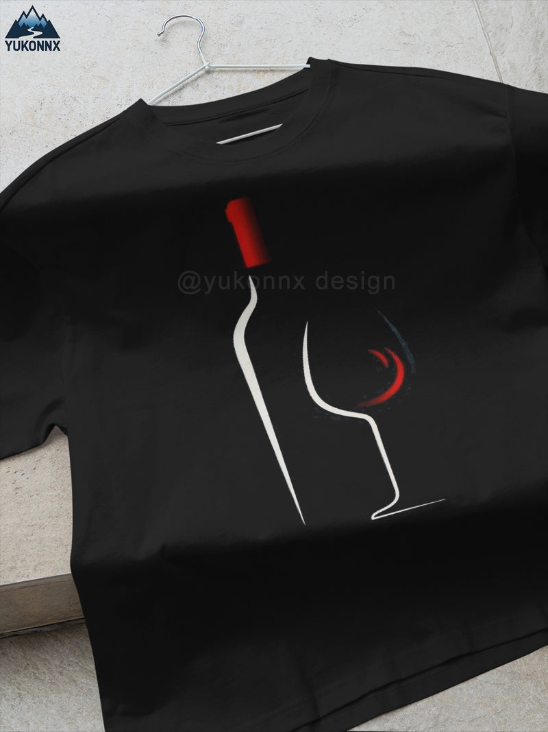 Men’s Red Wine Silhouette Vintage Nostalgic Unique Print Breathable Casual.