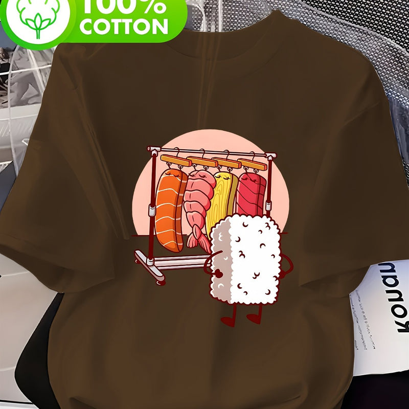 Women's Sushi Graphic Print T-Shirt.