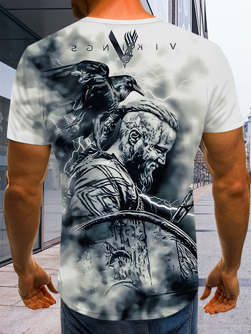 Men's Summer 3D Print T-Shirt Featuring a Casual Round Neck Design.