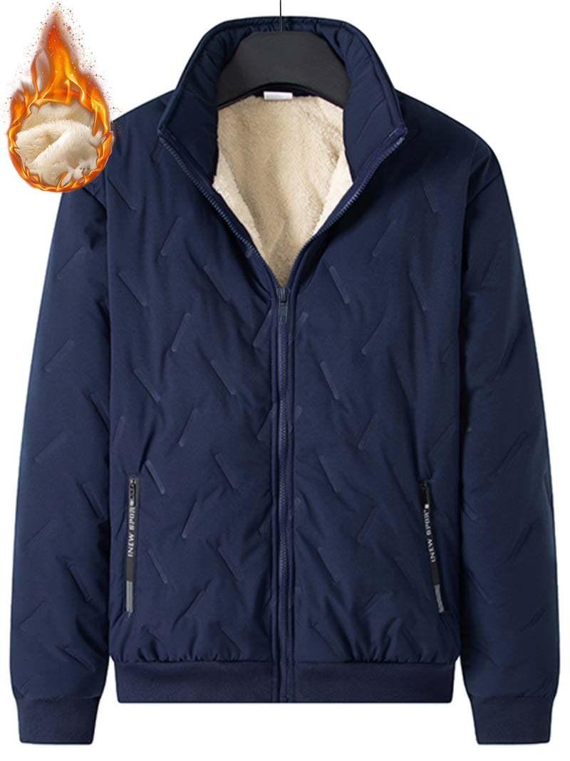 Men'S Winter Fashion Fleece Jacket with Zippered Pockets.