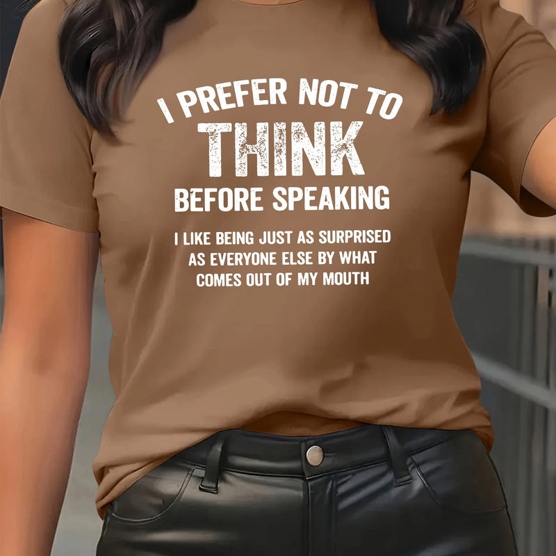 Women's Playful English Slogan Short Sleeve Round Neck T-Shirt.