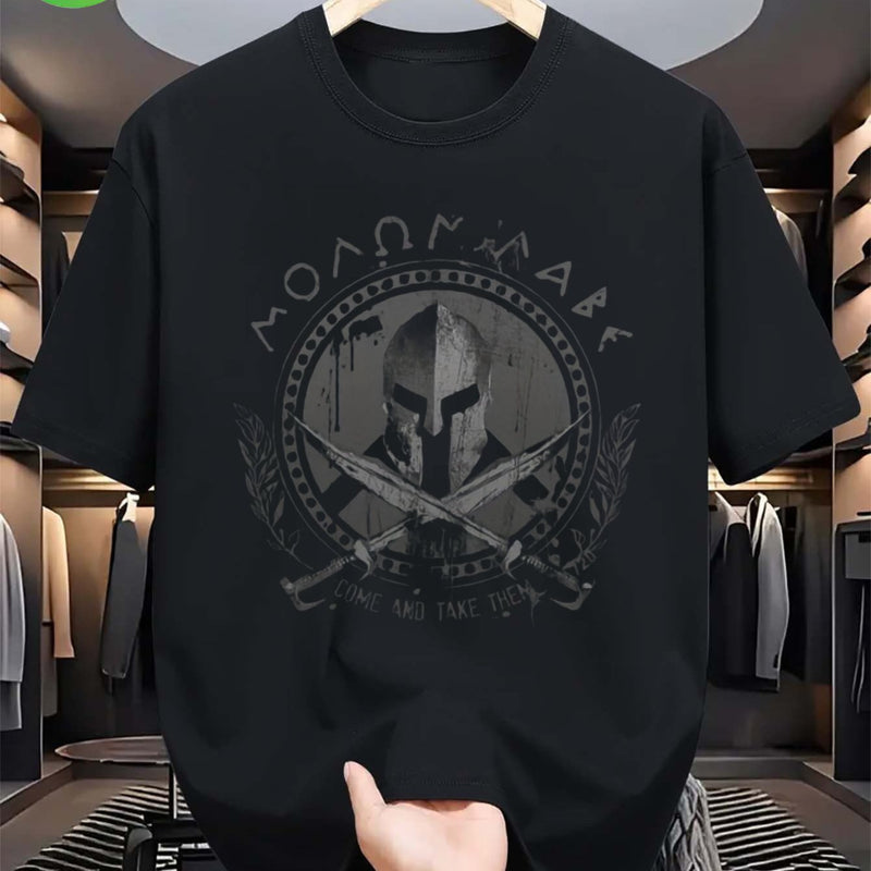 Molon Labe Spartan Helmet Sword Graphic Tee.