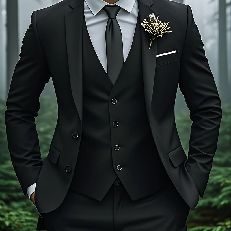 Men'S Formal Wedding Suit - 3pcs Business Casual Set with Lape.