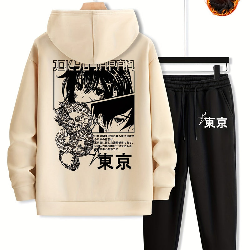 Men's Autumn/Winter New Tokyo Anime Print Hooded Sweatshirt.