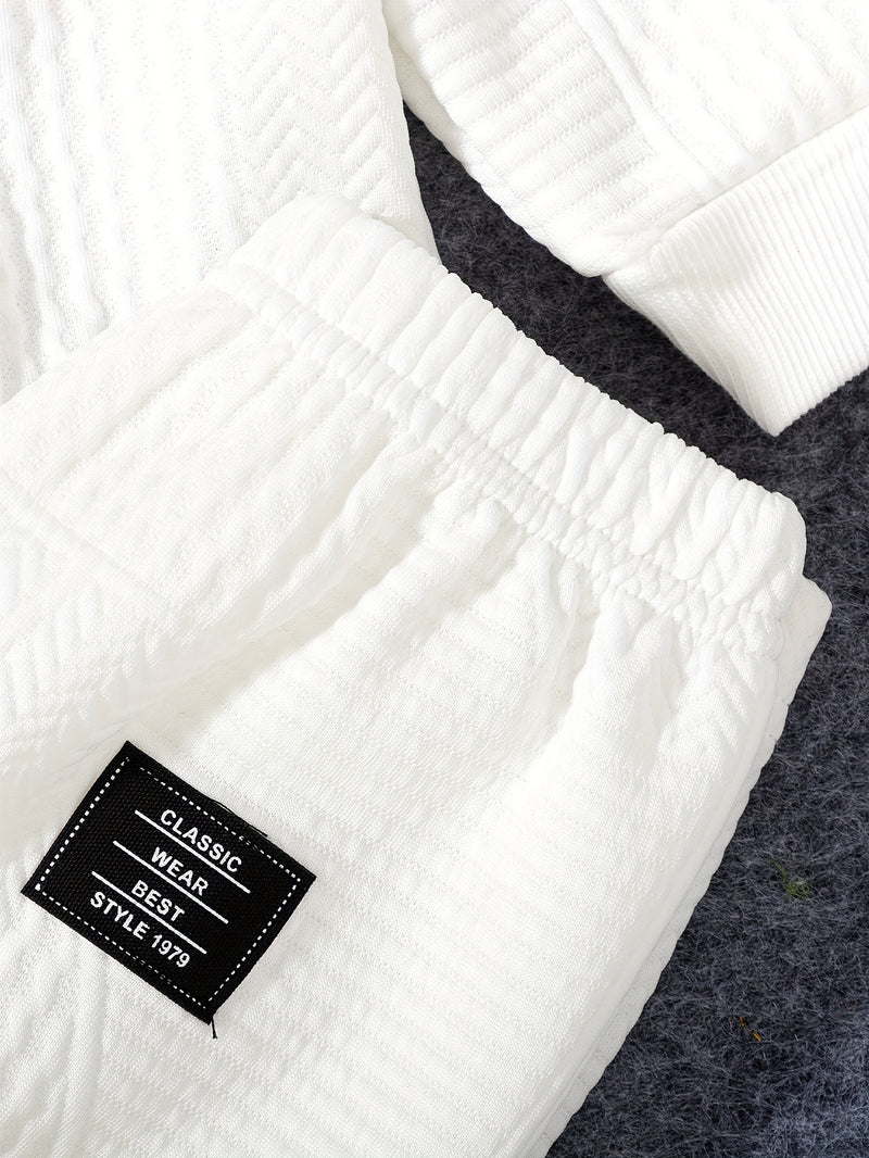 Boys Toddler Jacquard Long Sleeve Top + Casual Pants Two-Piece.