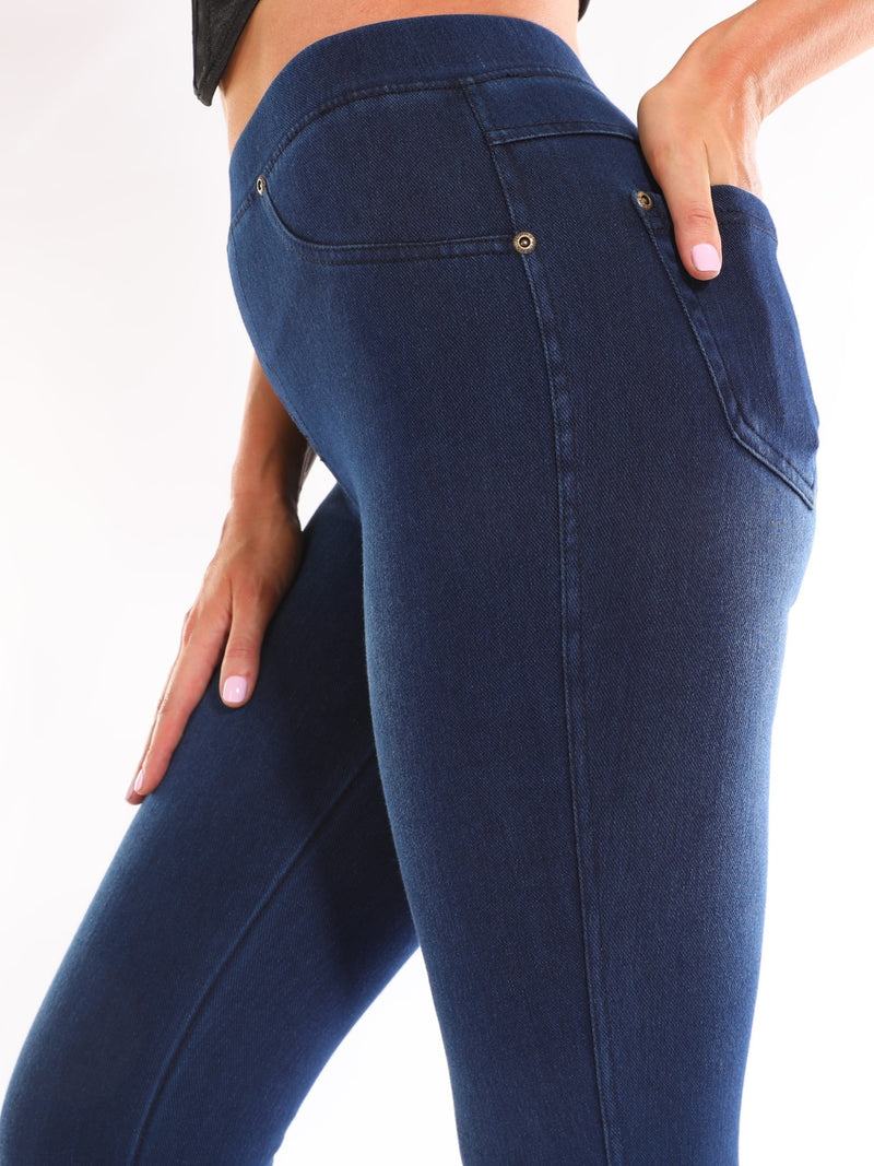1 Pair of Women's Mid-Blue Washed Jeans.