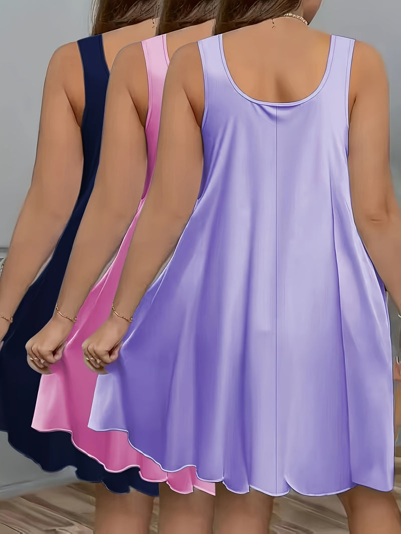 3pcs Women's Sexy Sleeveless Nightgown Set.