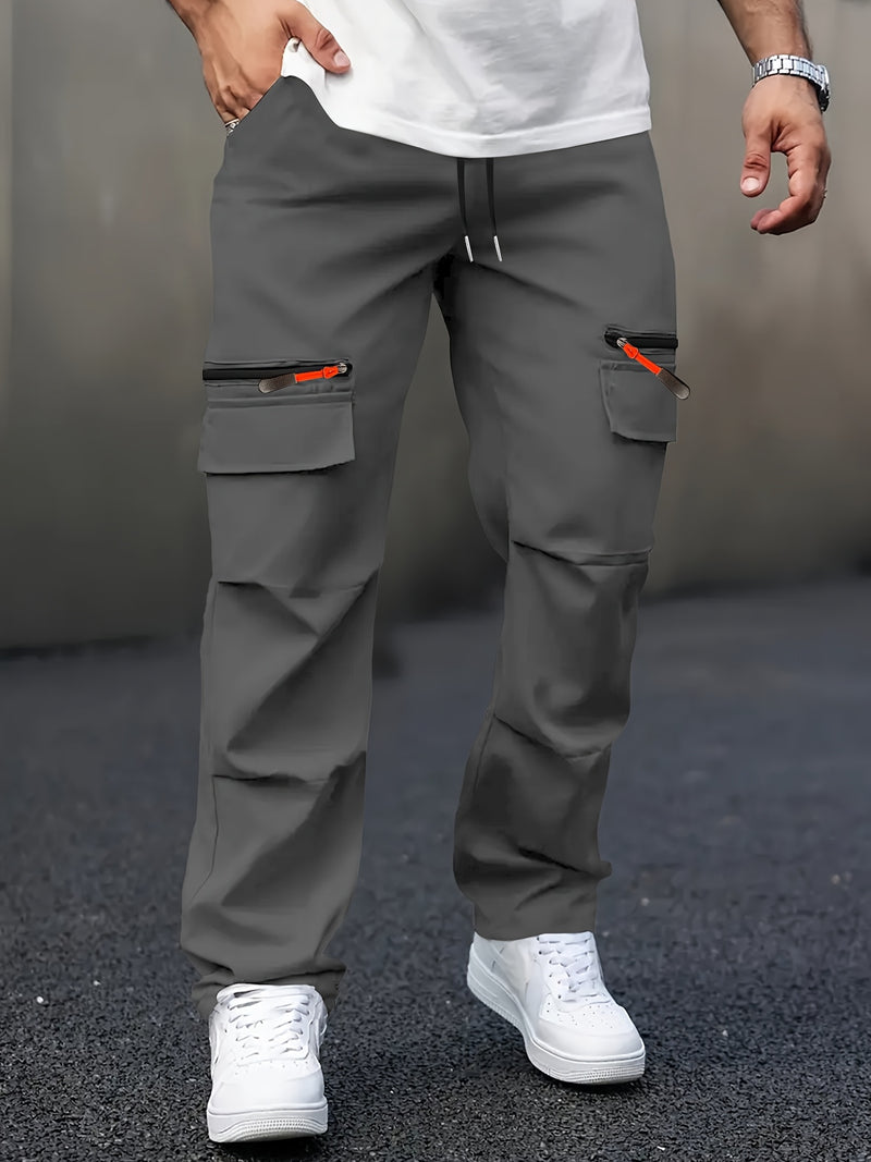 Men's Casual Cargo Pants with Multiple Pockets.