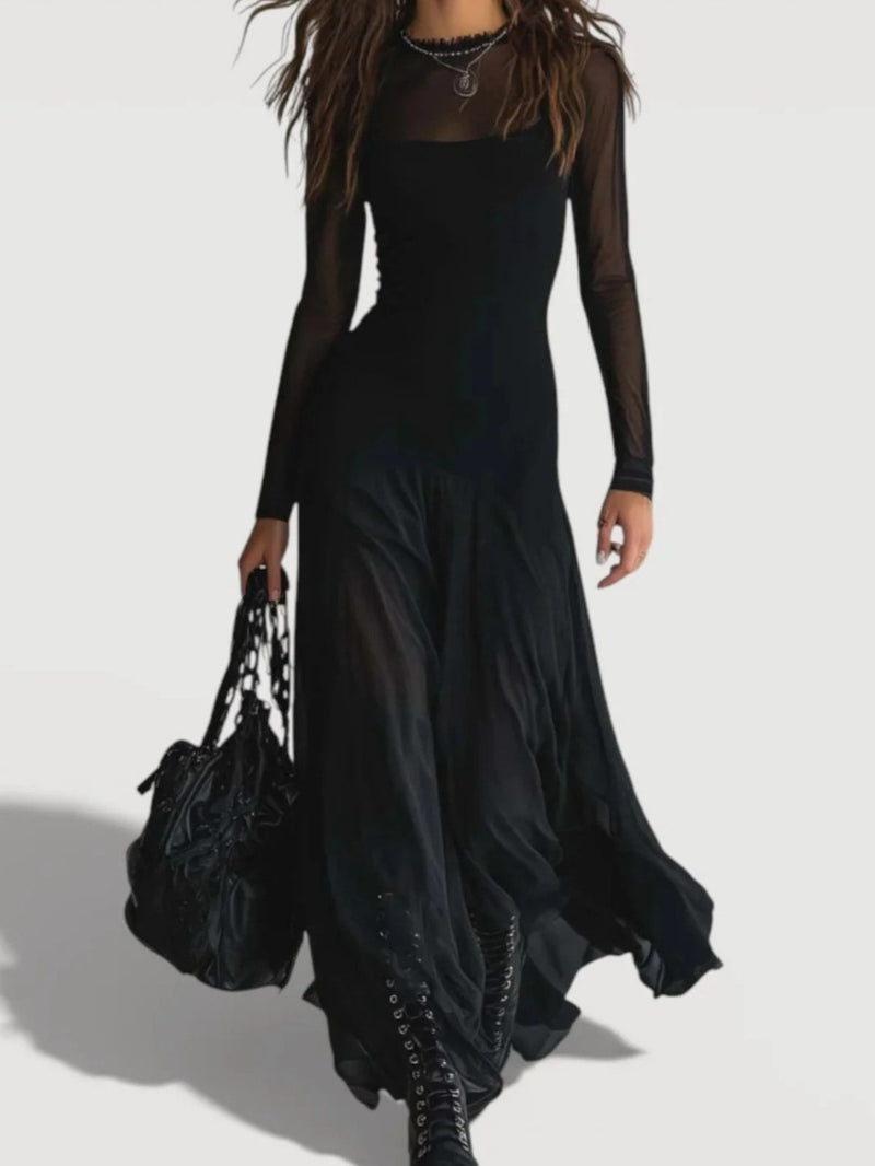 Women’s Elegant Chiffon Dress | Long, High-End Mesh.