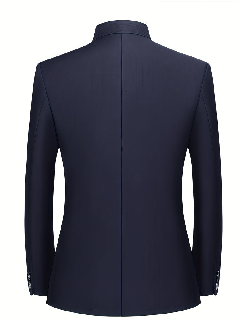 2pcs Men's Mao Suit Jacket and Trousers Set for Banquet and Business.