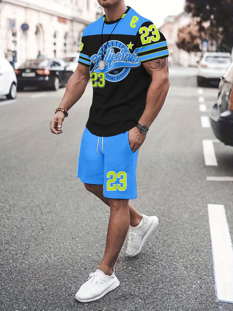 Casual Shorts Men's Trendy 2pcs Set.