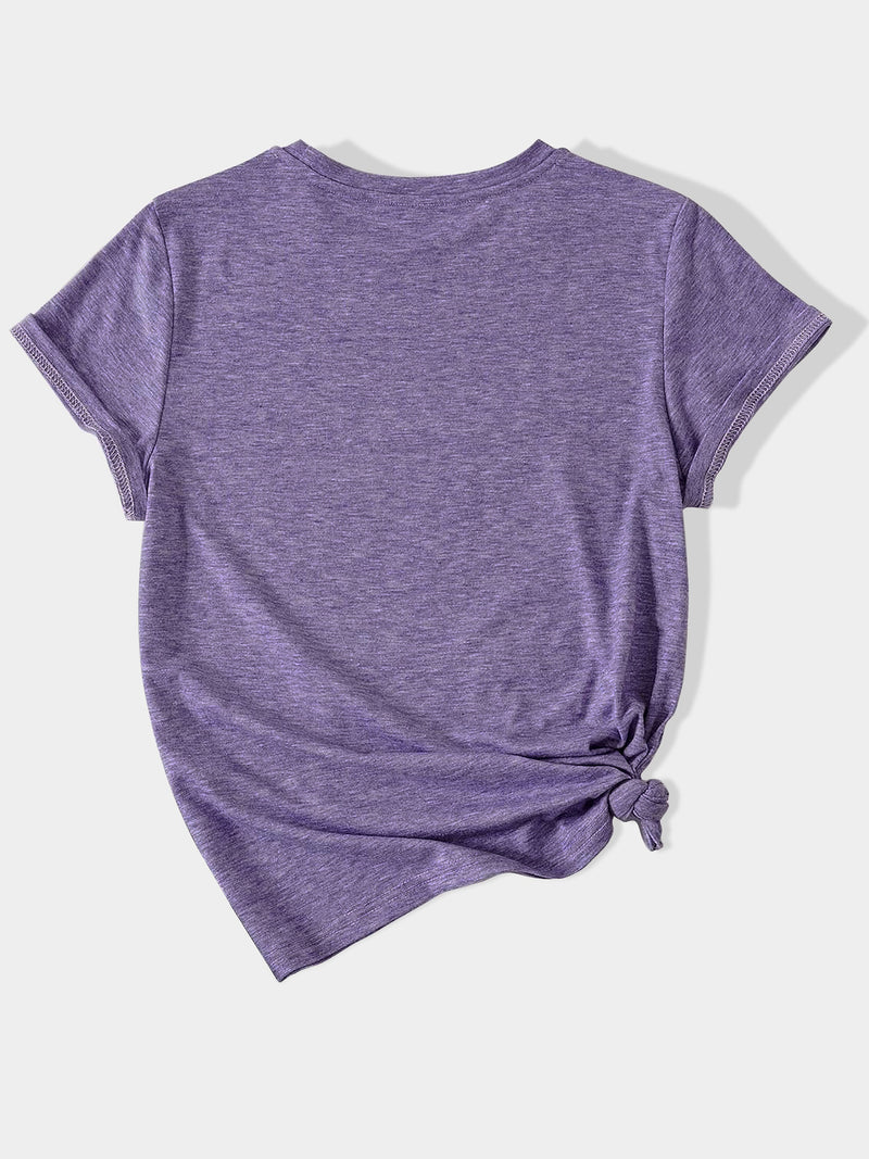 Women’s Casual Sports Vintage Loose Round-Neck Short-Sleeve T-Shirt.