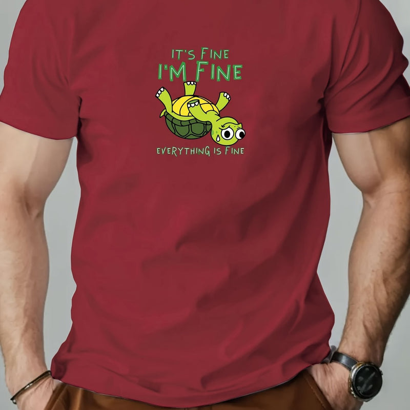 Men's "IT's FINE I'M FINE" Graphic Summer Casual Crew Neck.