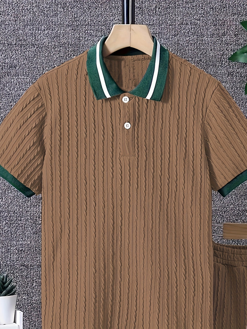 Men'S Casual Fashion Set Featuring a Top And Shorts.