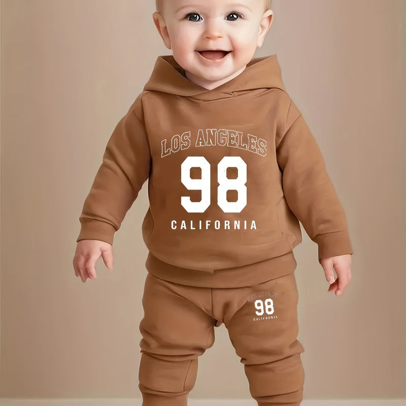 Newborn Baby Boy's  Fleece Hooded Sweatshirt with Number and Letter.