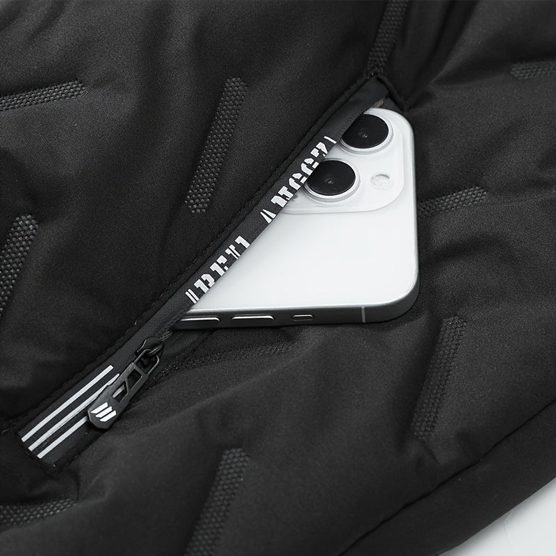 Men's Hooded Jacket, Autumn/Winter Fleece-Lined Warm Padded Coat.