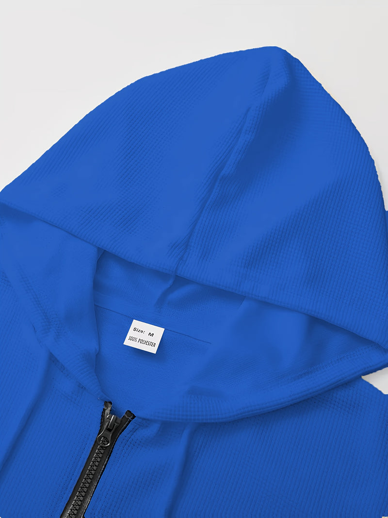 Men's Casual Sports Set Hooded Zipper Design.