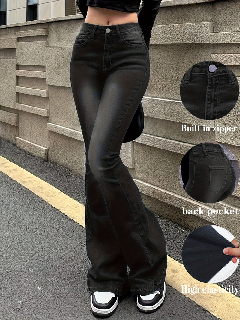 Women's High-Stretch Retro Flare Jeans.