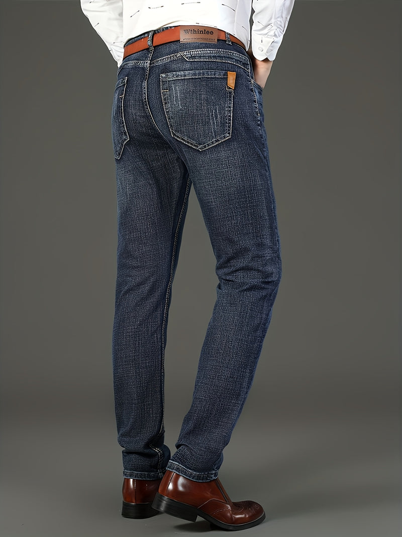 New Seasonal Chinese-Style Straight-Leg Jeans for Men.