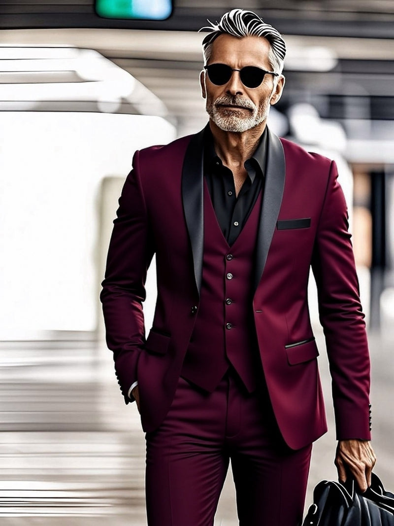 Men's Three-Piece Suit, Large Size, Includes Suit Trousers.