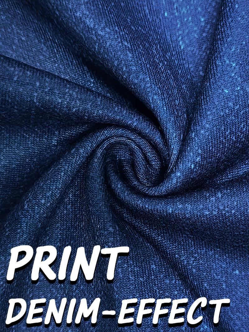 Women's Imitation Denim Leggings, Four Seasons Style, Jeans Print.