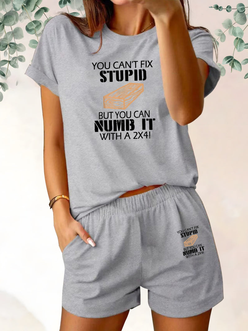 Women's Casual and Versatile T-shirt and Shorts Set.