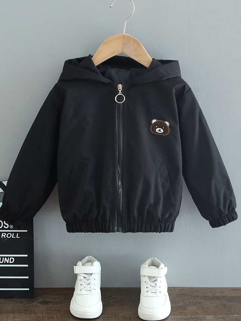 Boys Autumn Bear Jacket Lightweight Spring/Fall Outfit Stylish Hoodie Casual.