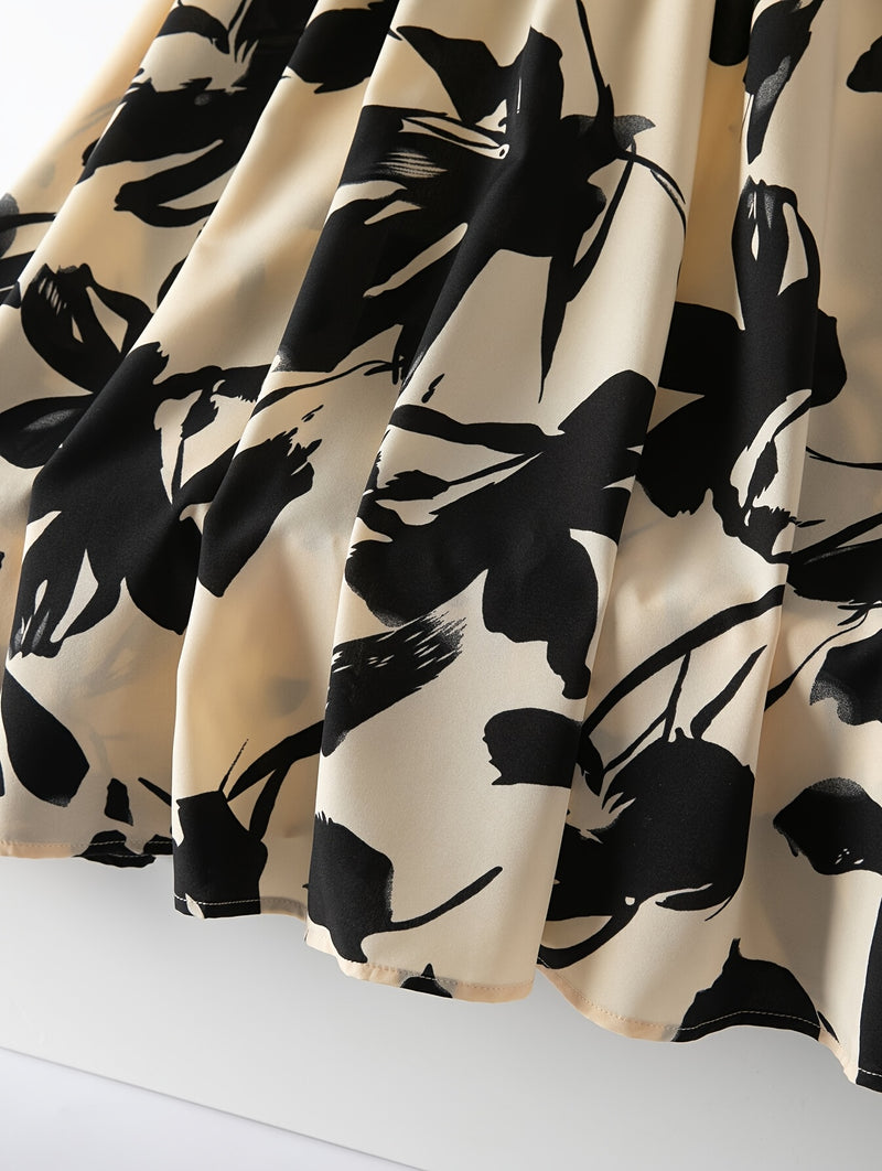 A High-Waisted Skirt with a Floral Pattern for Women.