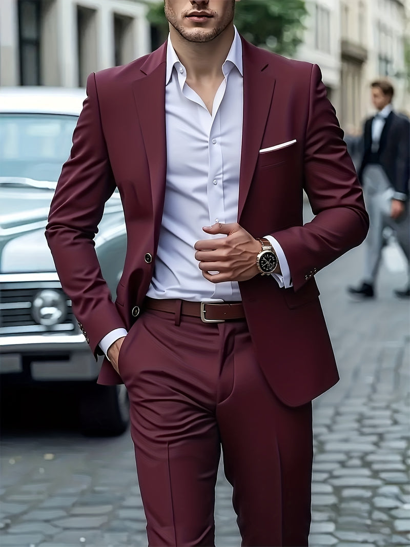 Men's 2pcs Wedding Suit Set Slim Fit Business Suit Jacket,Classic Pants.