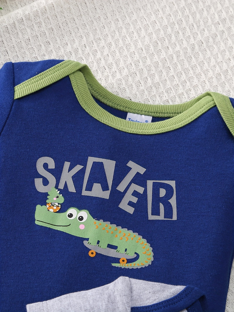Newborn Baby Boy's Three-Point Romper with Short Sleeves, 5pcs.