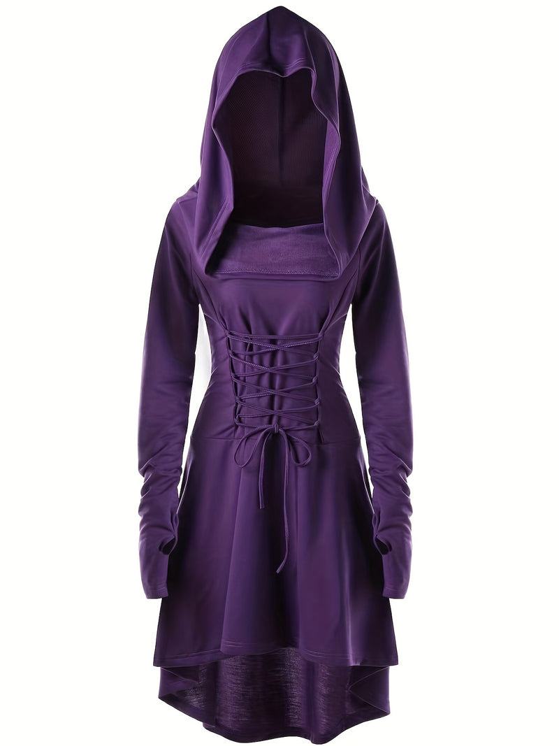 Women's Solid Color Tie-Up Asymmetrical Dress.
