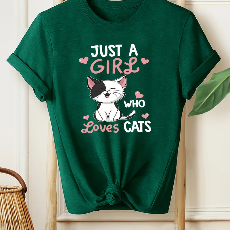 Women's Casual Cat Lover Graphic Tee.
