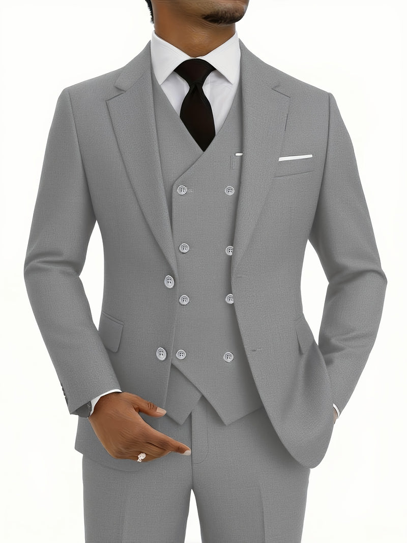 A Men'S Three-Piece Suit, Including a Blazer, Vest, And Trousers, High-Quality.
