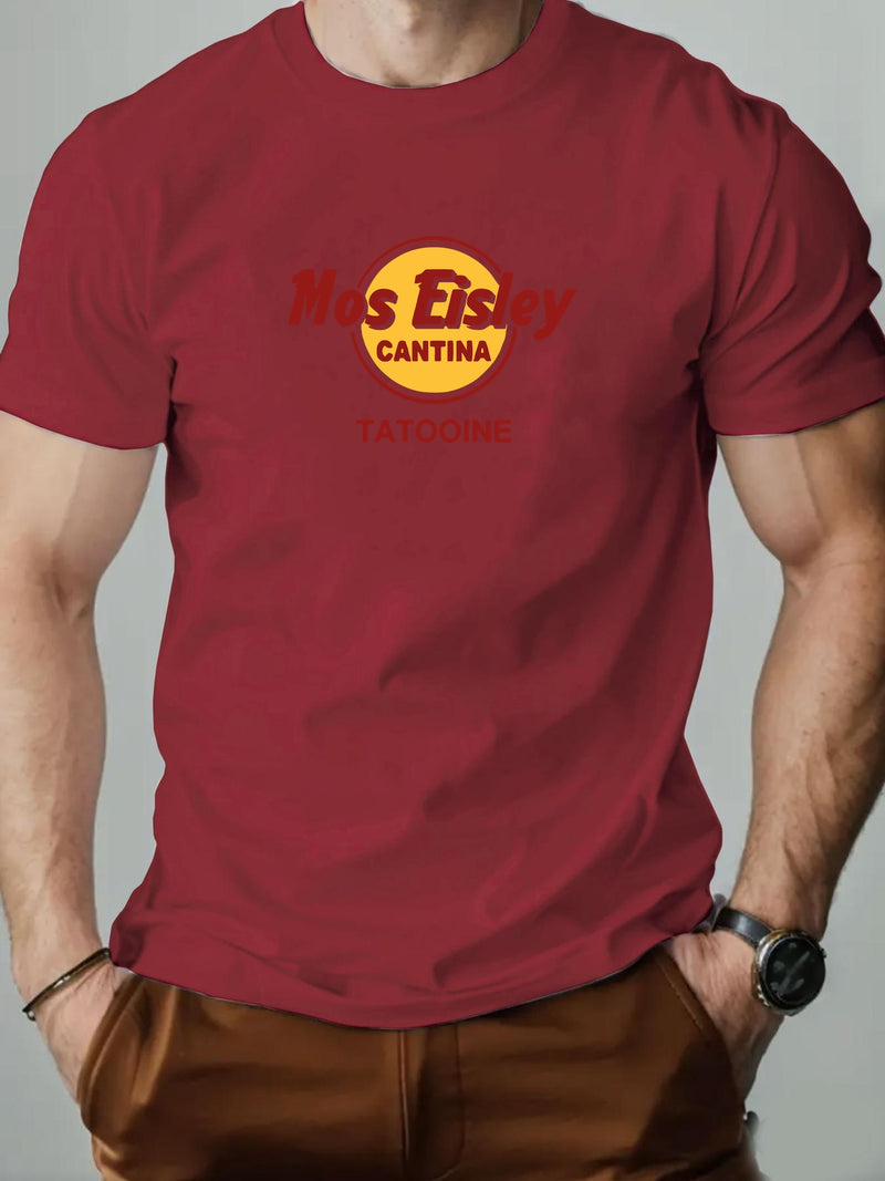 Men's Mos Eisley Cantina Logo Pattern Summer Casual Short-Sleeve T-Shirt.