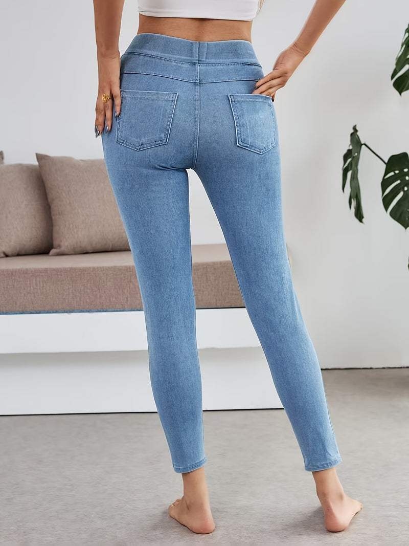 Women's High-Waisted Stretch Jeans.