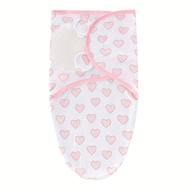 2pcs Soft Cotton Baby Swaddle Sack Set with Hat for Newborn Girls, 0-6 Months.