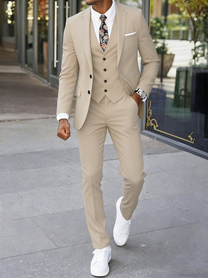A Men's Three-Piece Suit, Including a Vest, Trousers, And a Jacket.