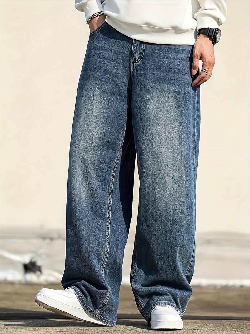 Men's Casual Wide-Leg Jeans That Are Versatile.