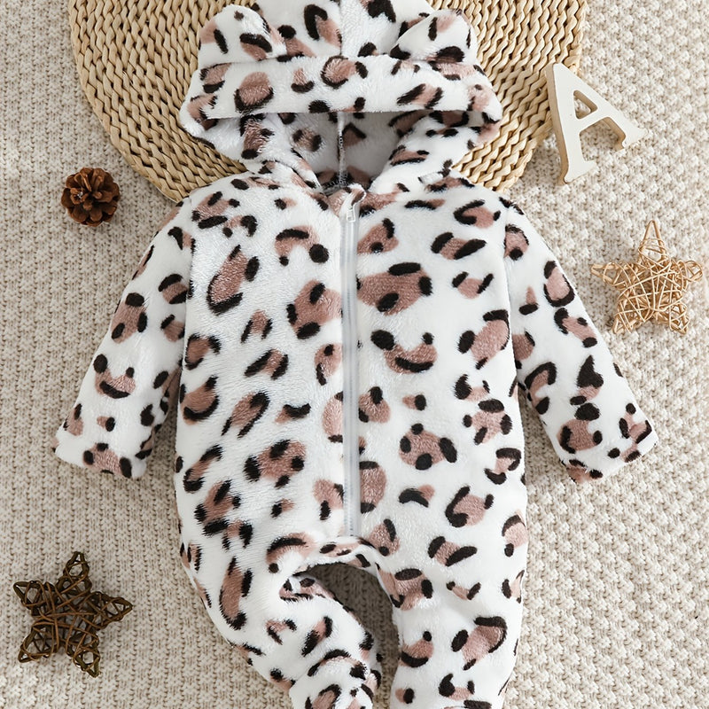 Infant Autumn And Winter Onesie for Boys And Girls, Hooded Outdoor Outfit.
