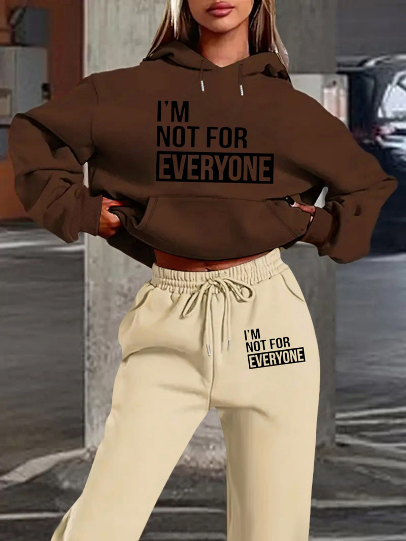 Women's European and American Fashion -Lined Hooded Sweatshirt and Pants.