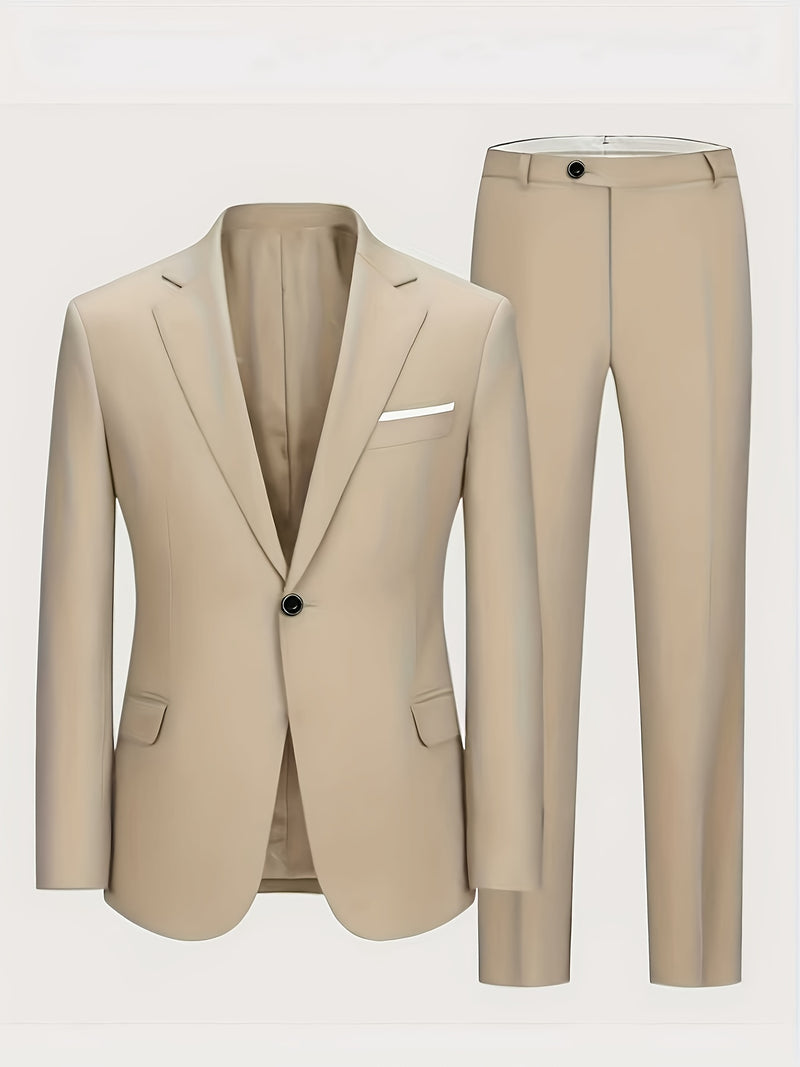 3pcs Men's Suit Set, All-Season Business Wedding Party, Suit Jacket,
