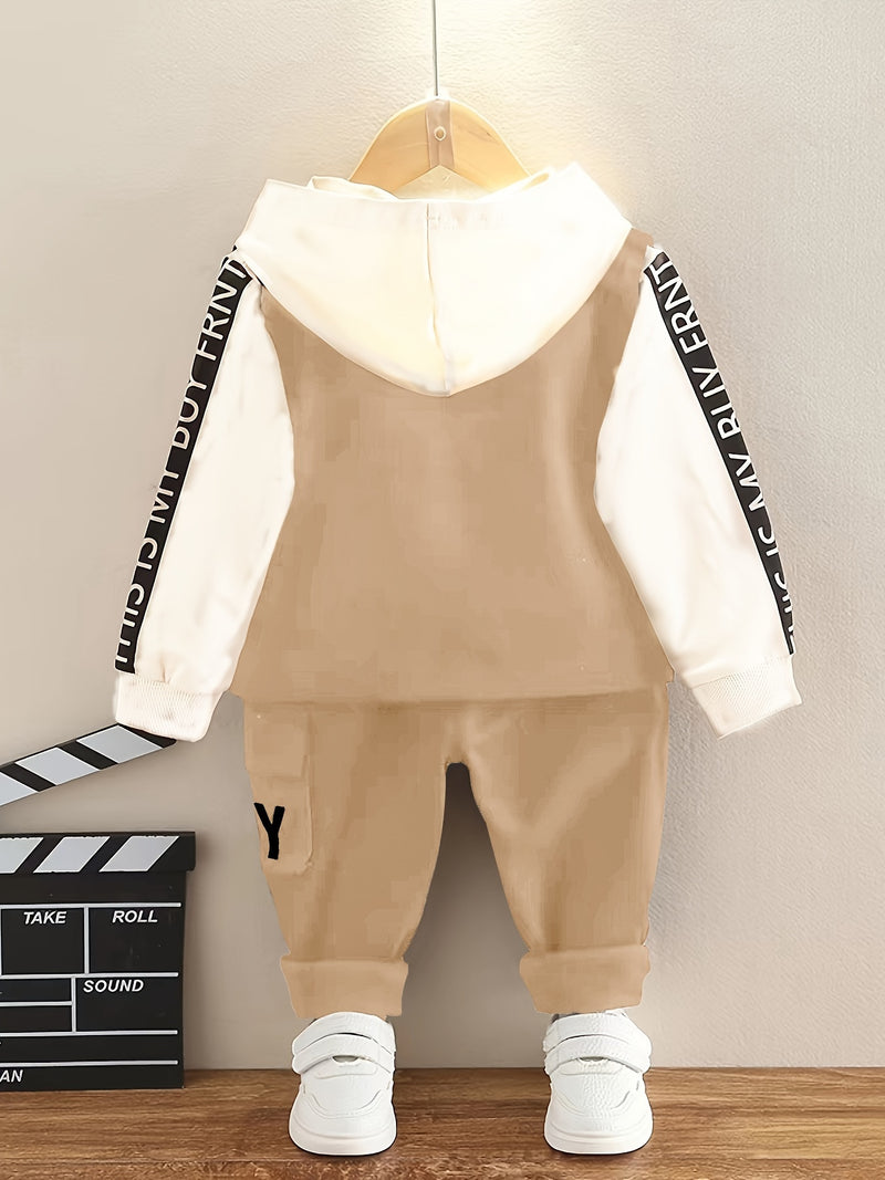 Boys Autumn Clothing Set, New Autumn Fashionable Vest Sweatshirt Three-Piece.