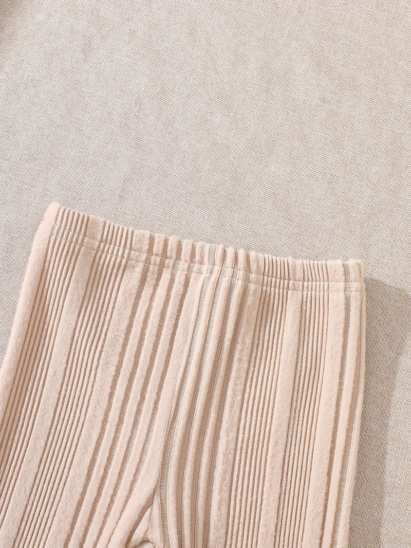 6pcs Kids Fleece Ribbed Long Sleeve Pants Set Fashion Casual Elastic.