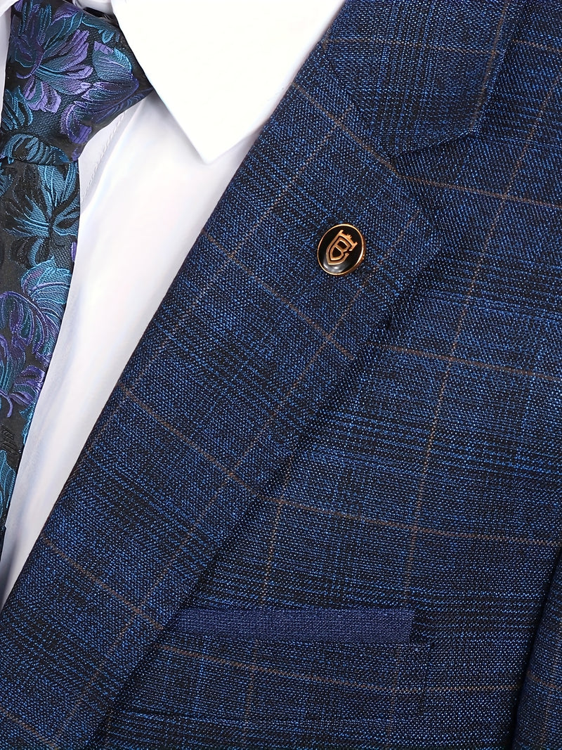 3pcs Men's Suit Set Includes Only Blazer + Vest + Trousers.