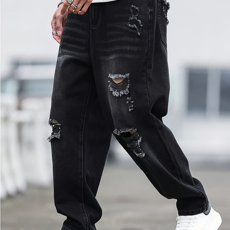 Men's Distressed Denim Pants.