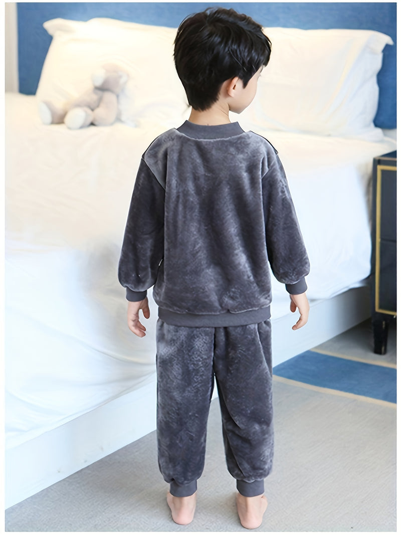 Coral Fleece Set with Fashionable Embroidery.