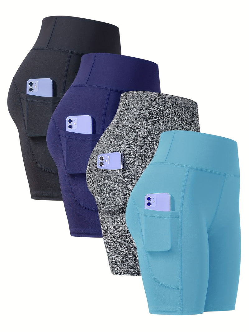 4-Pack Women’s Athletic Shorts, Fashion Yoga Shorts.