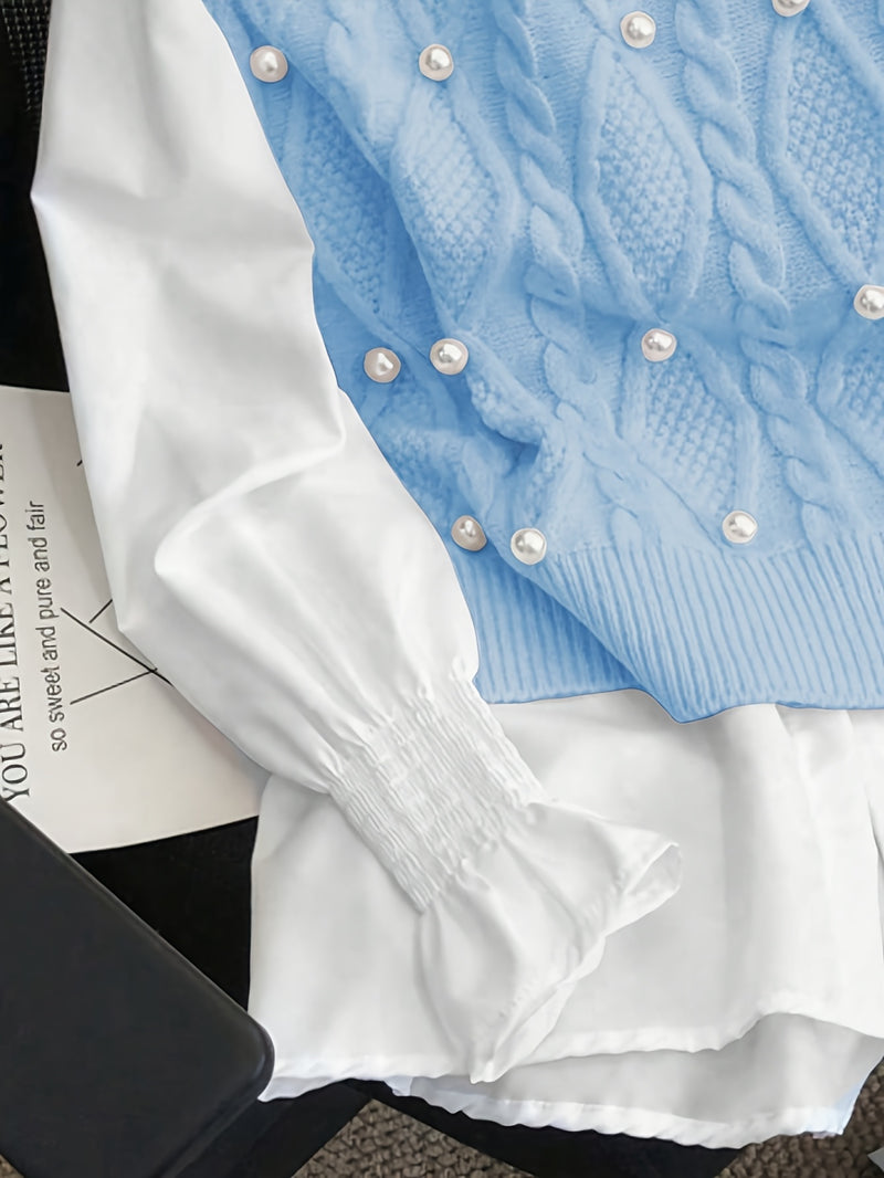 Spring/Summer New Women's Fashion Elegant Pullover Pearl Vest.