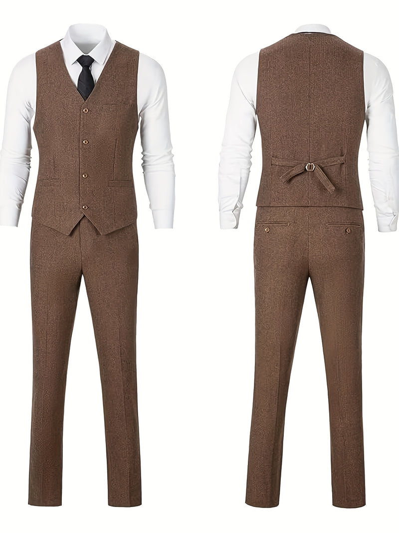 Vintage Men's Bone Check 3pcs Suit.