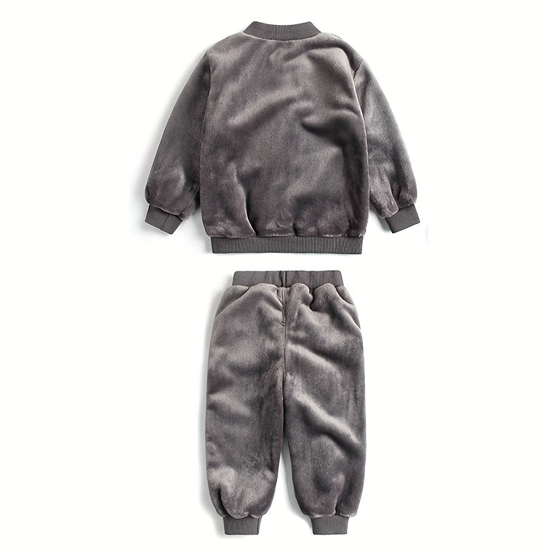 Coral Fleece Set with Fashionable Embroidery.